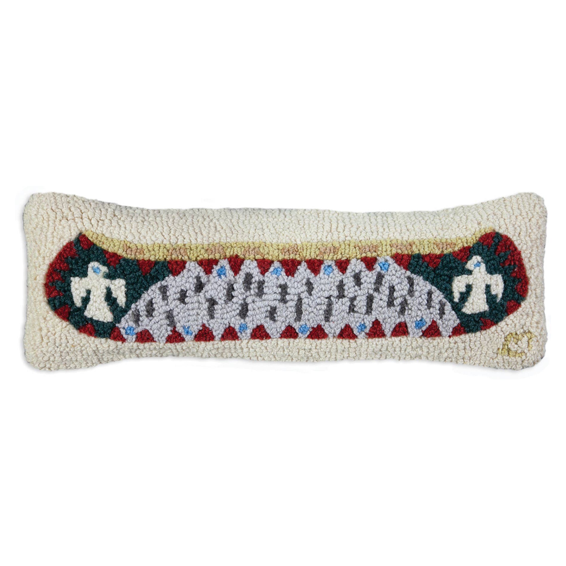 Eagle Longboat Hooked Wool Pillow