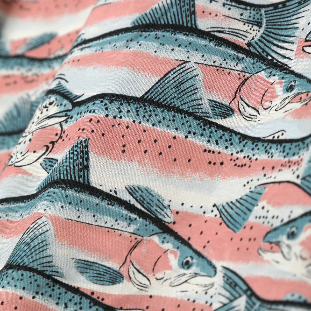South2 West8 S/S Open Collar Trout Shirt Blue