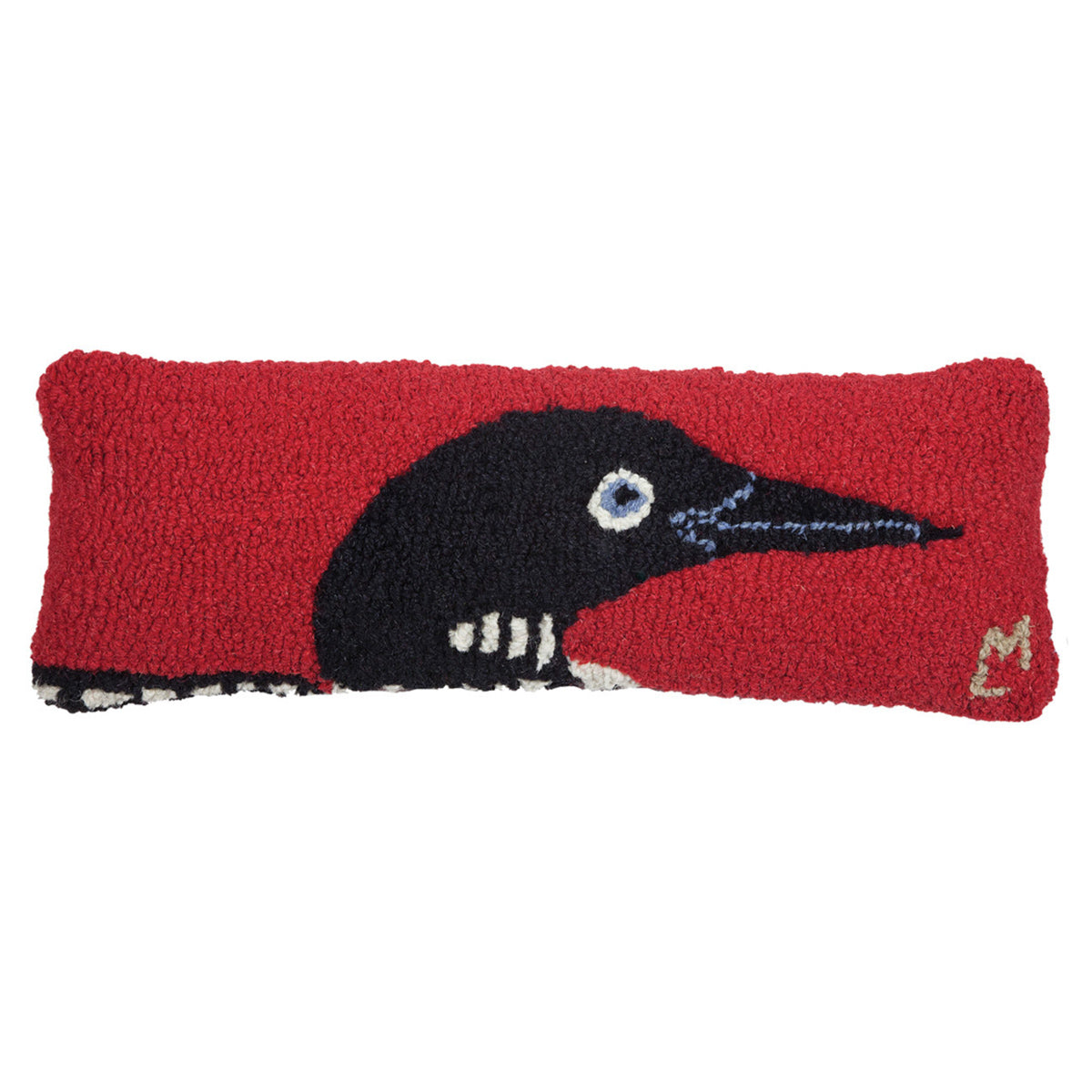 Loon Hooked Wool Pillow 8in x 24in