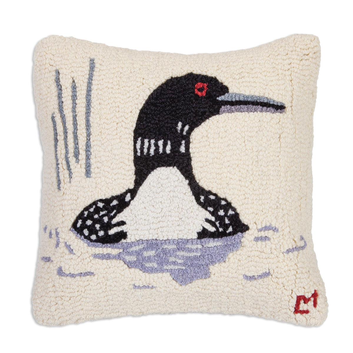Summer Loon Hooked Wool Pillow
