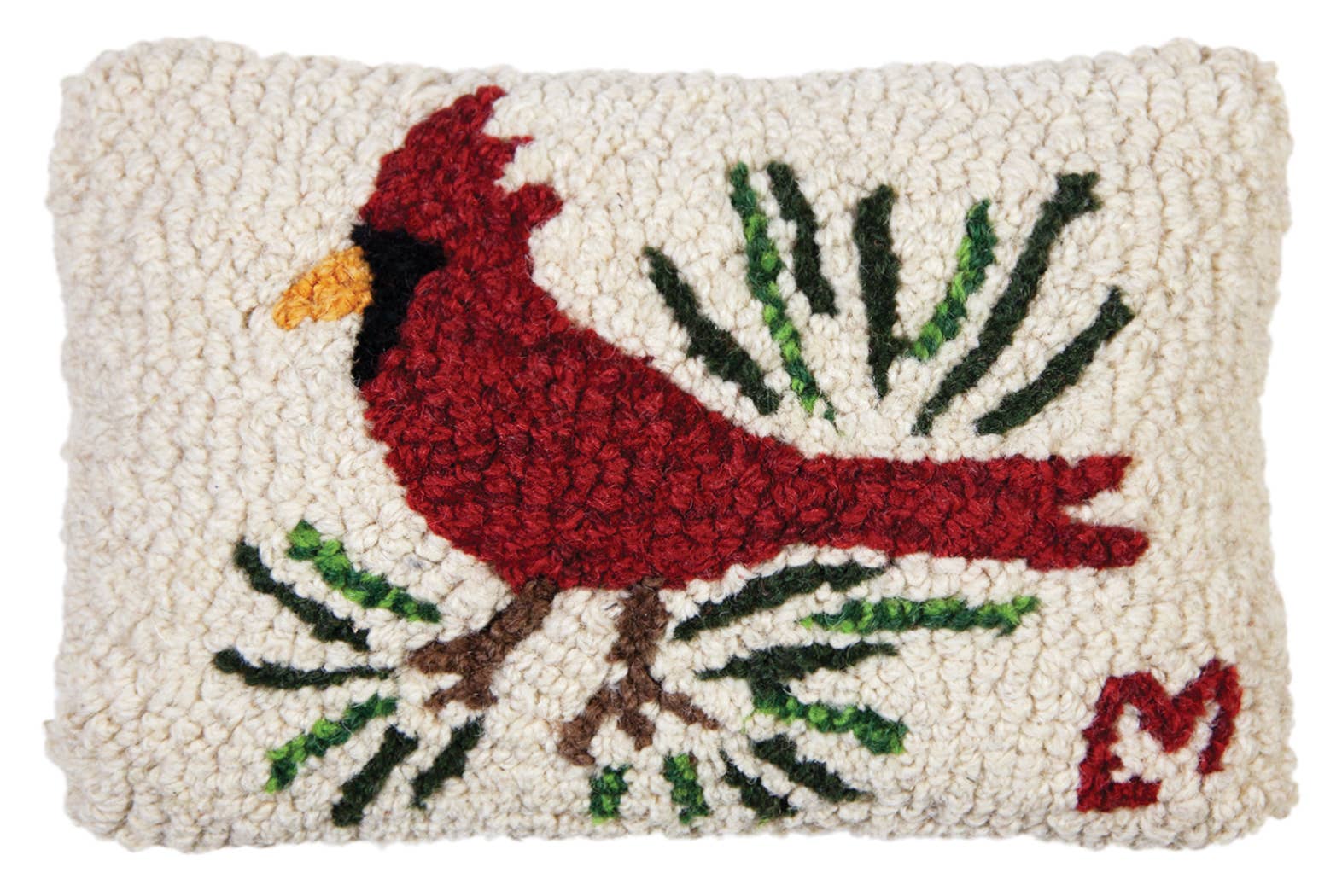 Cardinal Decorative Wool pillow with bird