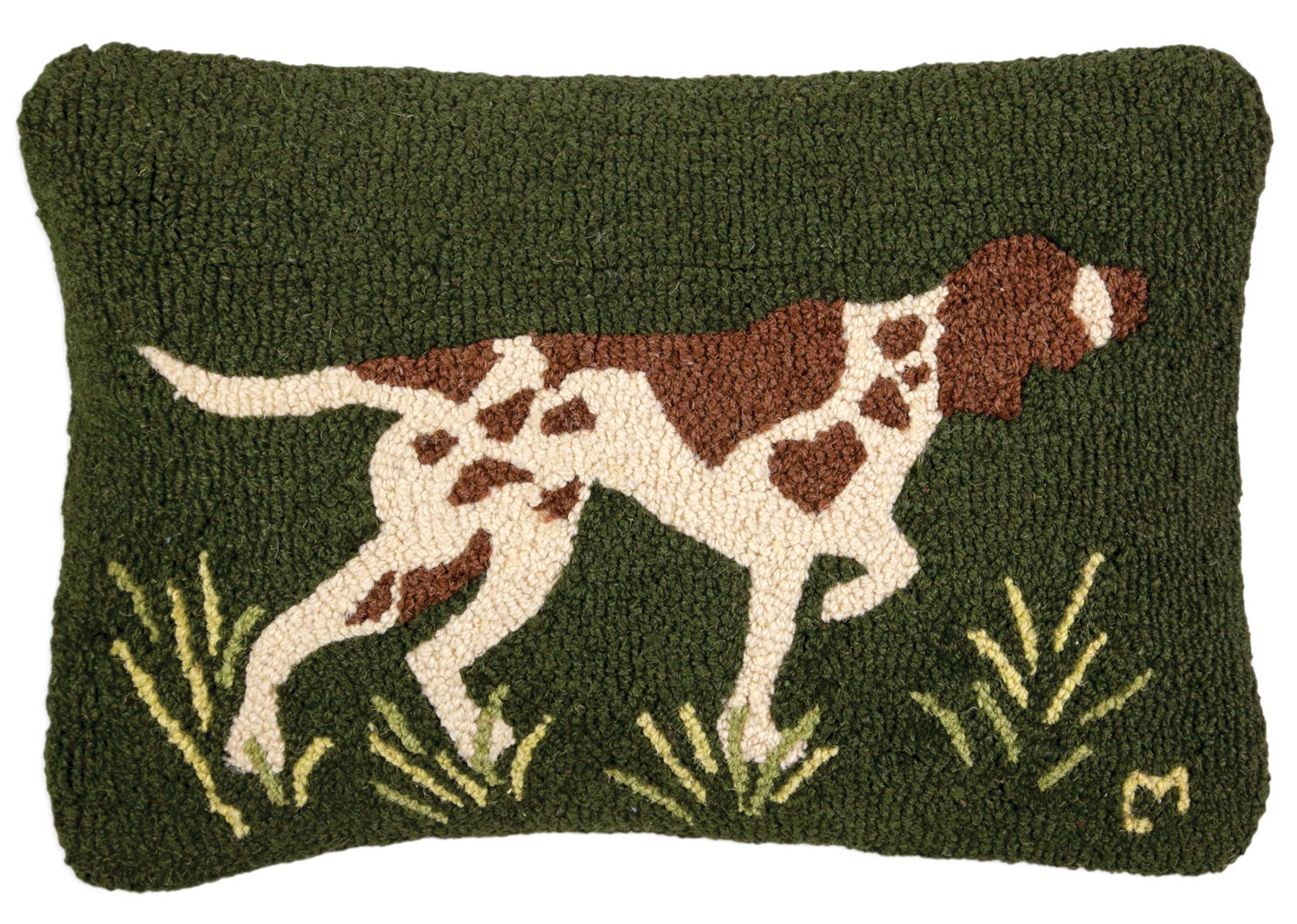 Pointer 14"x20" Hand Hooked Wool Decorative Pillow