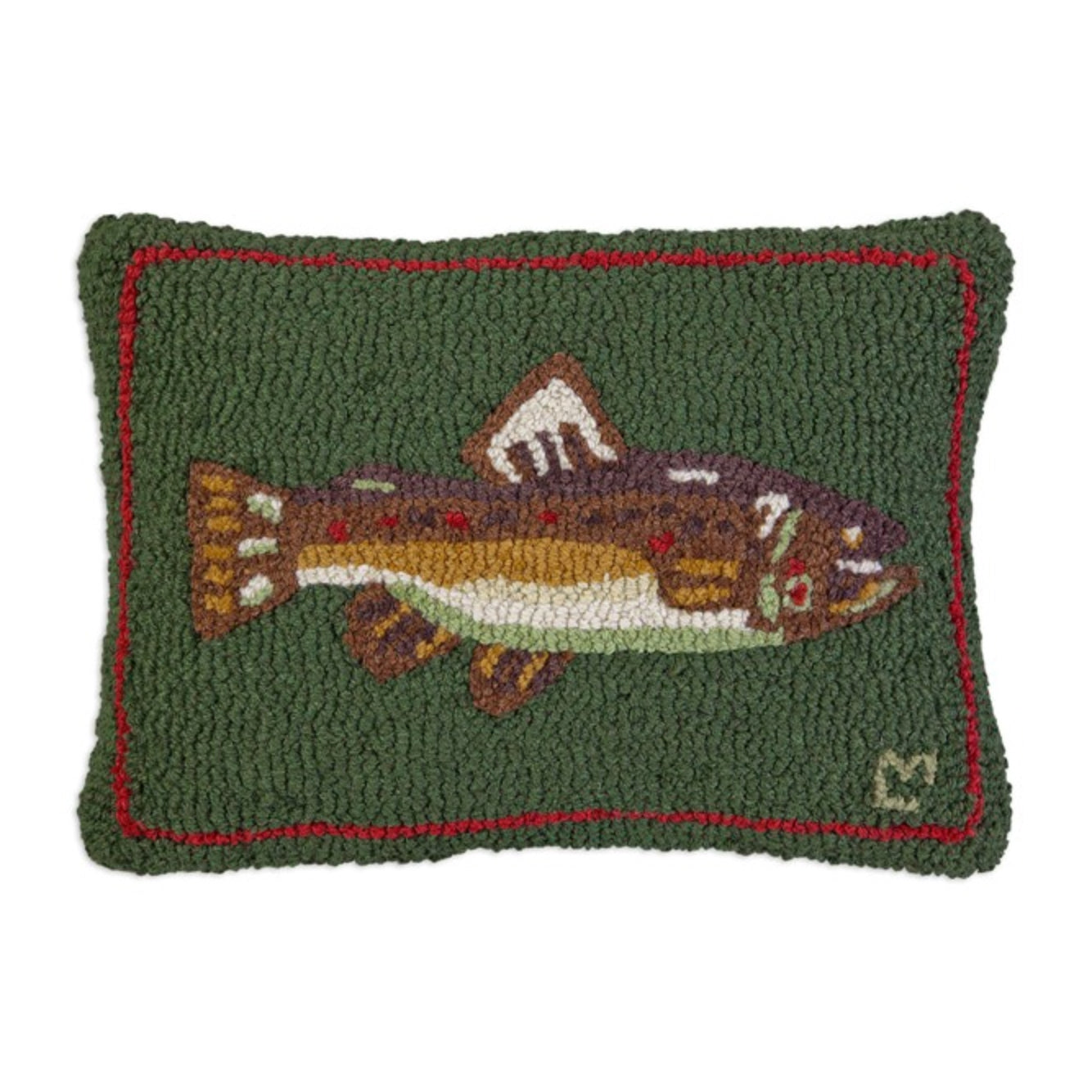 Brown Trout - Hooked Wool Pillow