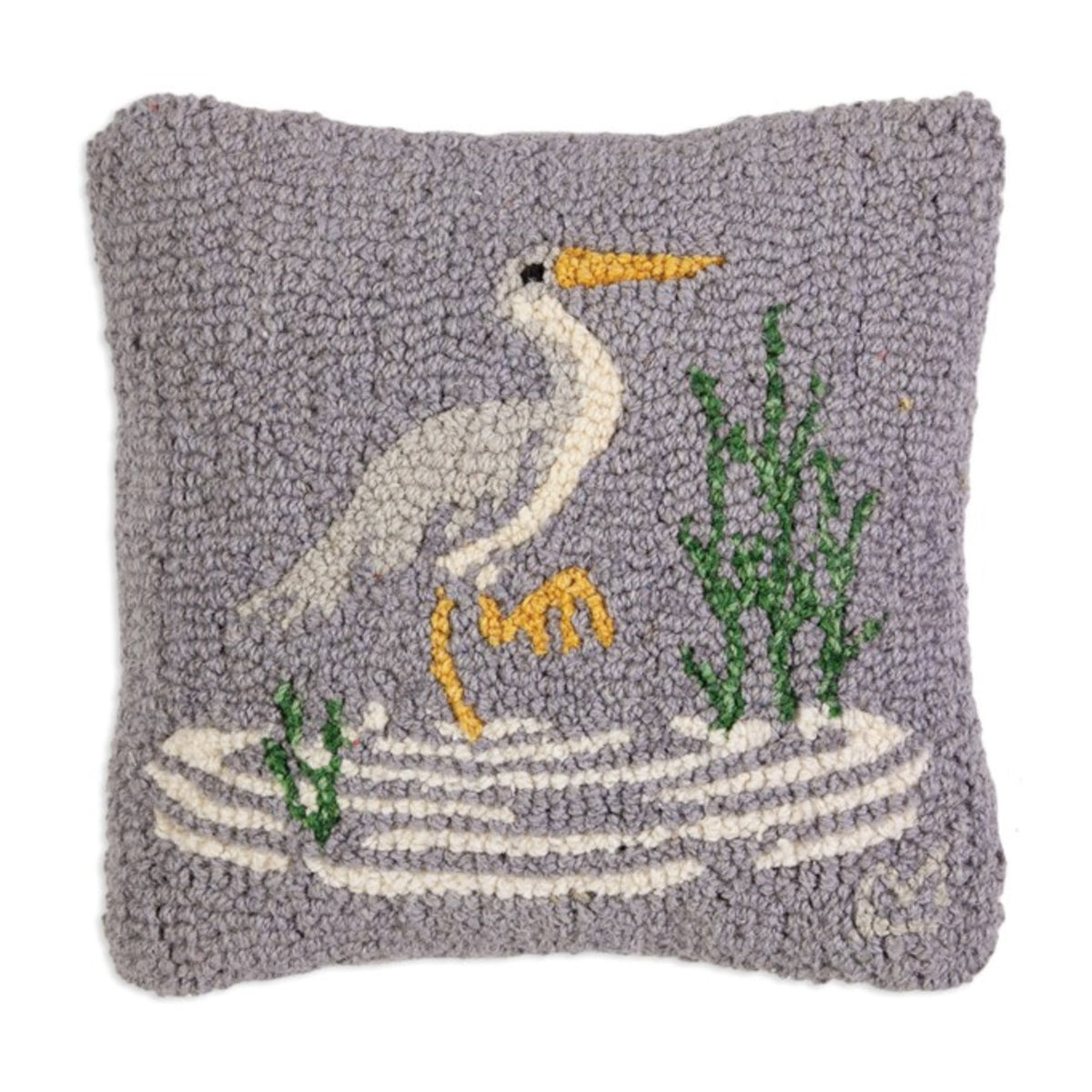 Egret - Hooked Wool Pillow