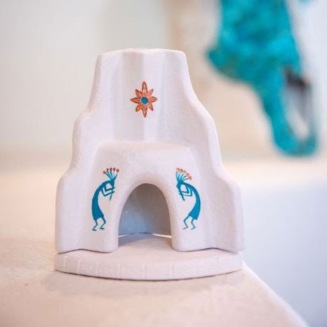 Incienso De Sante Fe - Southwest Fireplace White, Black and Turquoise With Box of Piñon