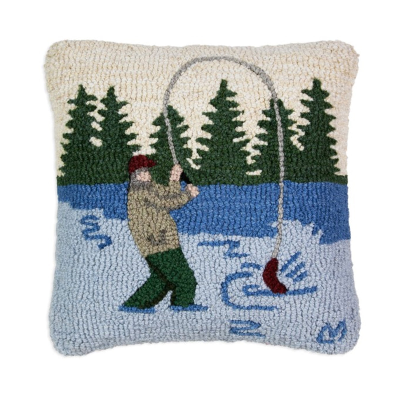 Fish Camp - Hooked Wool Pillow