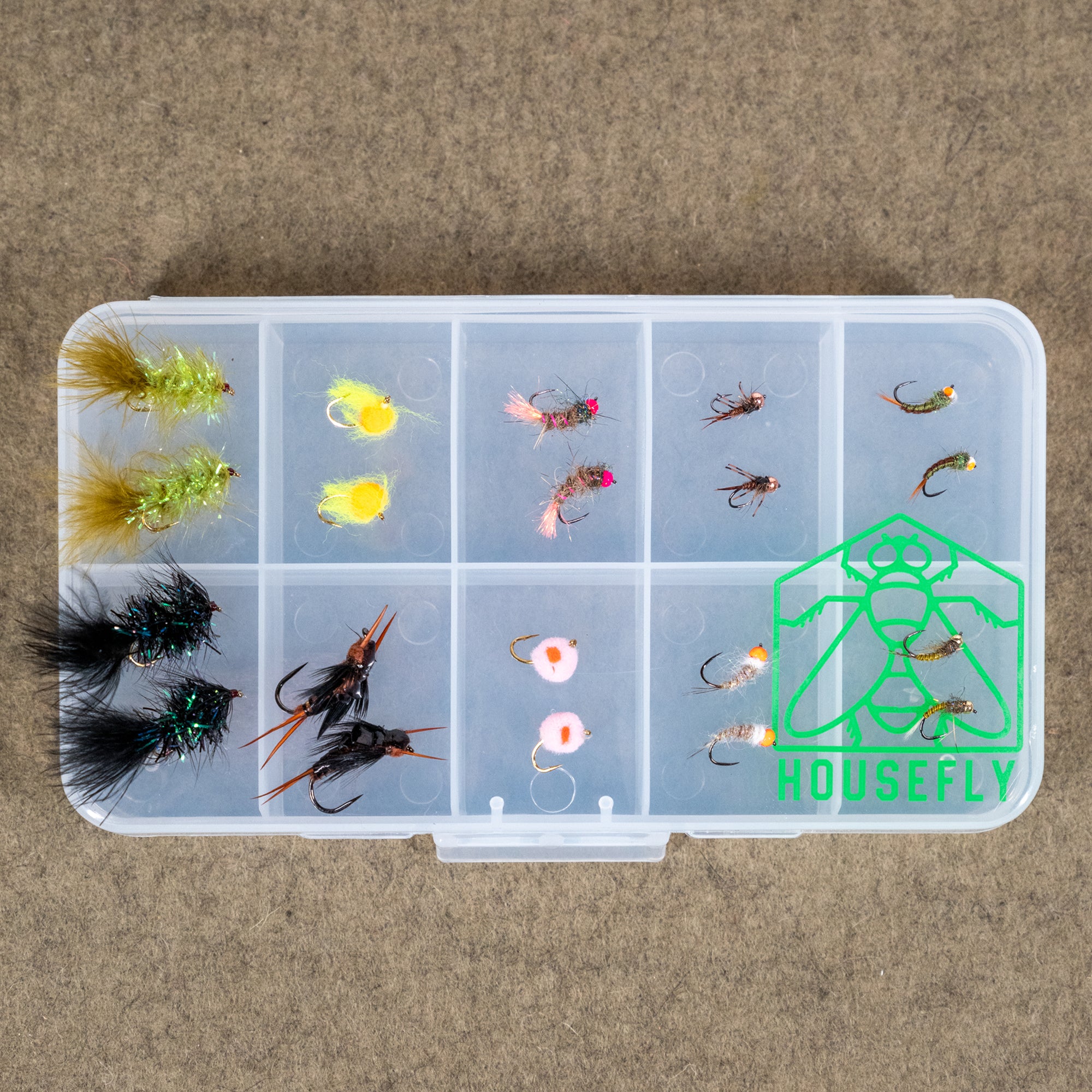 Housefly - Loaded Winter Fly Assortment Ten Compartment Clear Poly Box