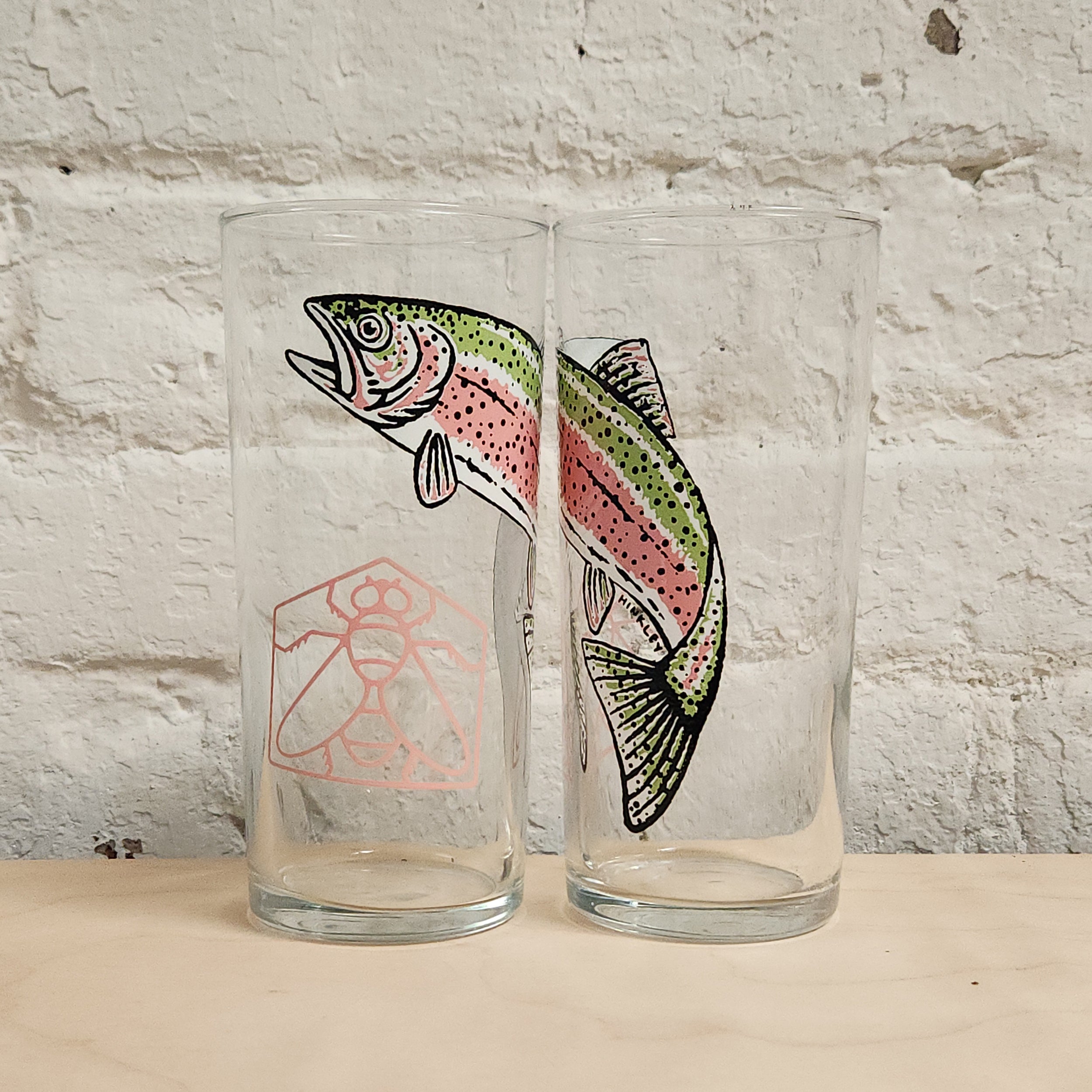 Hinkley Housefly Rainbow Trout Highball Glass