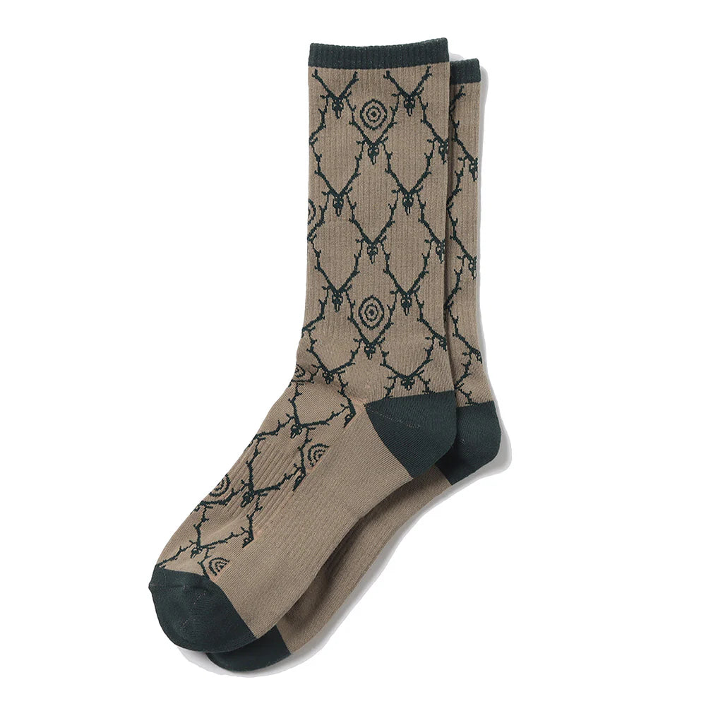 South2 West8 Skull & Target Socks Khaki