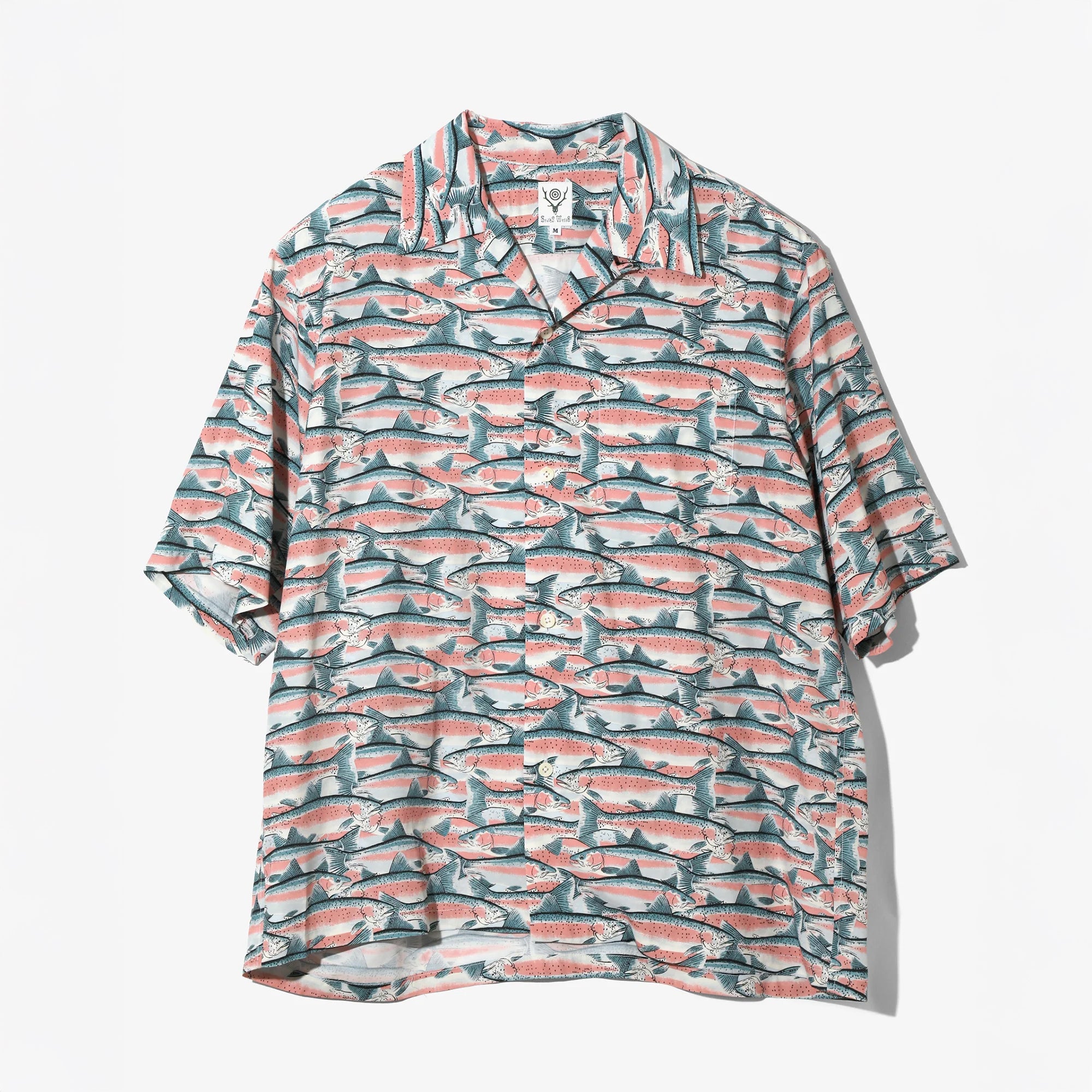 South2 West8 S/S Open Collar Trout Shirt Blue