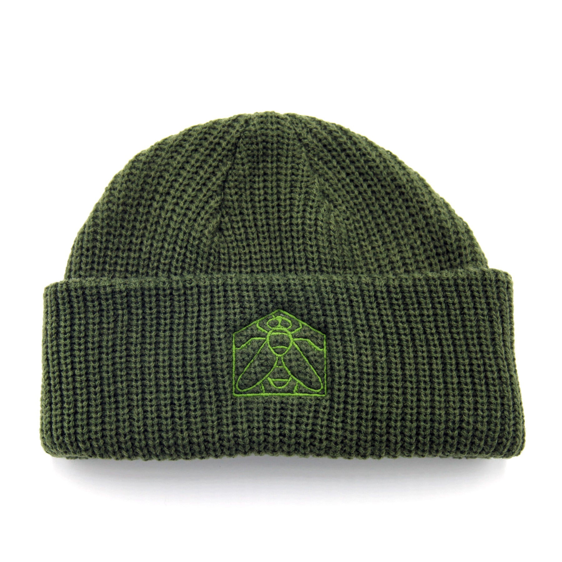 Housefly Logo Short Beanie - Army