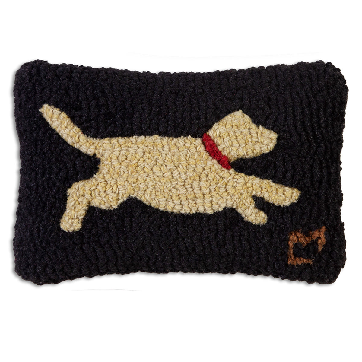 Running Yellow Lab - Hooked Wool Pillow