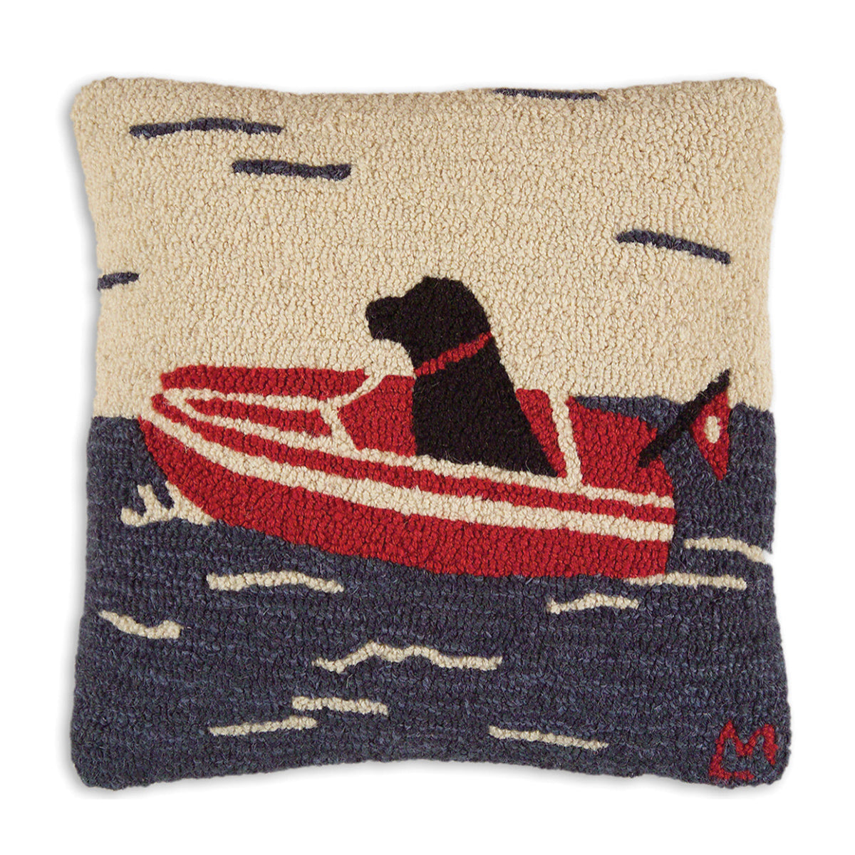 Sea Dog Hooked Wool Pillow