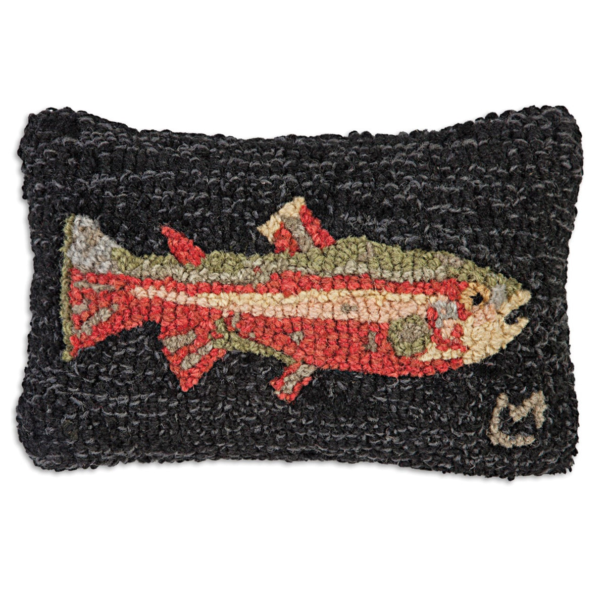 Steelhead Trout Hooked Wool Pillow